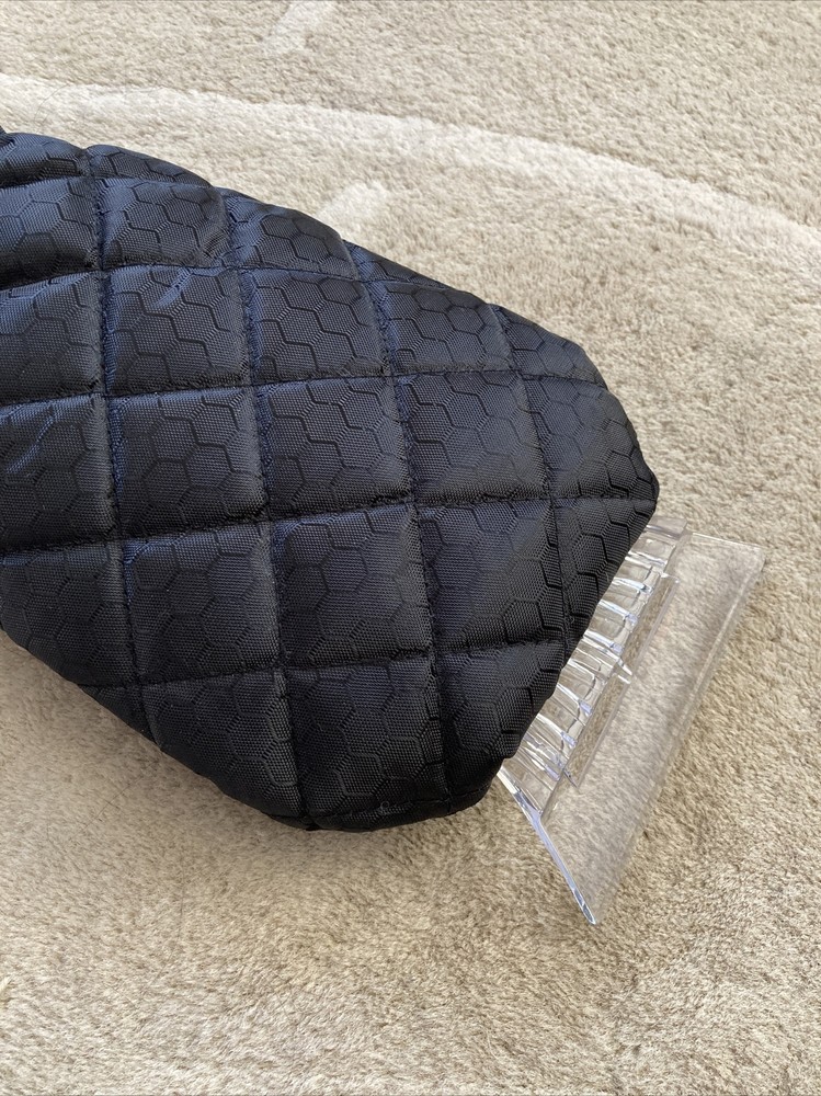 HANDHELD ICE SCRAPER MITT BLACK FUR LINED NWOT