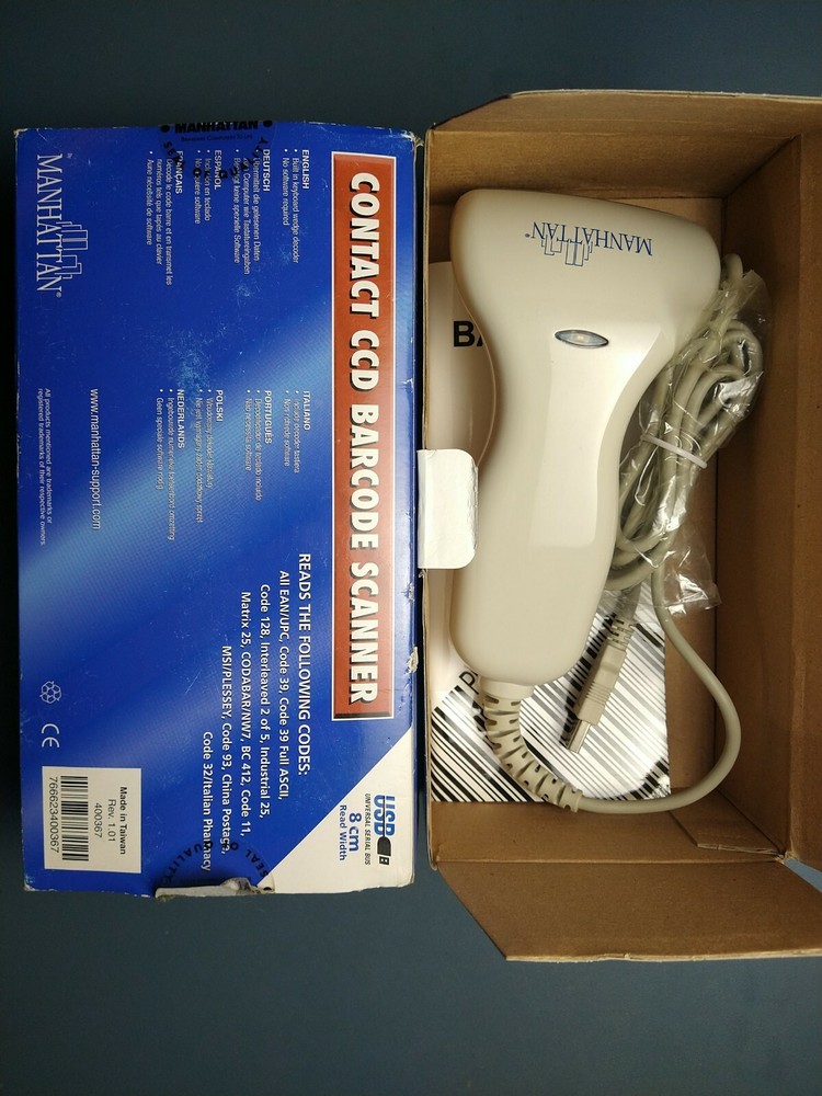 USB Contact CCD Barcode Scanner Manhattan New - Open Box 