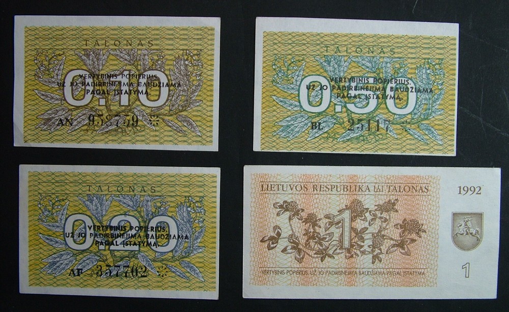 1991 Lithuania 0,10, 0,20, 0,50, 1 Talonas UNC