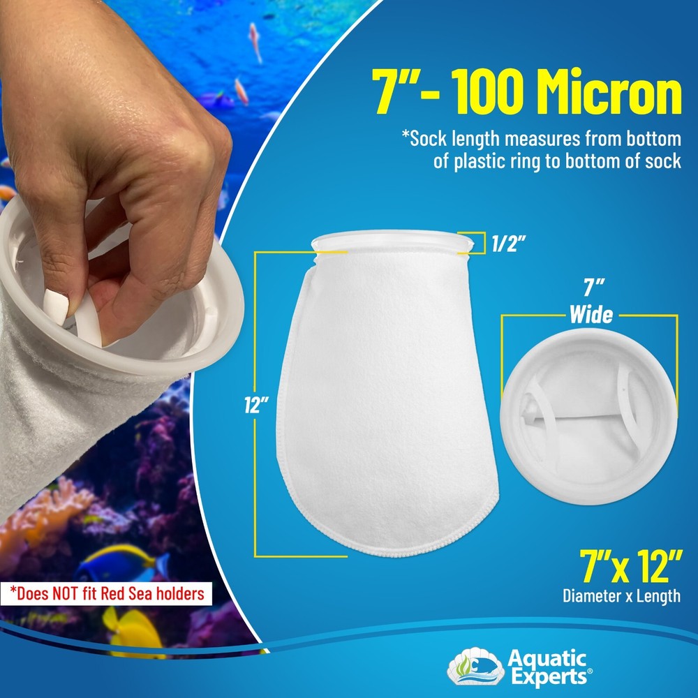 Aquatic Experts 7 inch Ring 100 Micron Felt Filter Socks - Medium