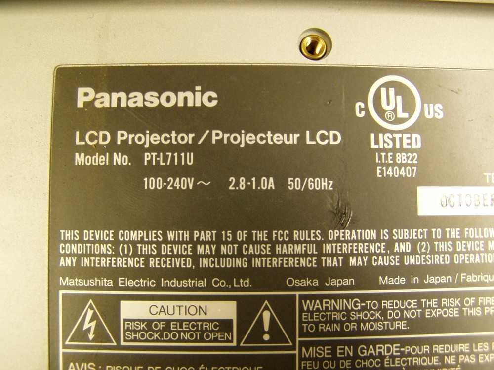 Panasonic 1400LM Full Screen Projector PT-L711U with ceiling mount bracket wide
