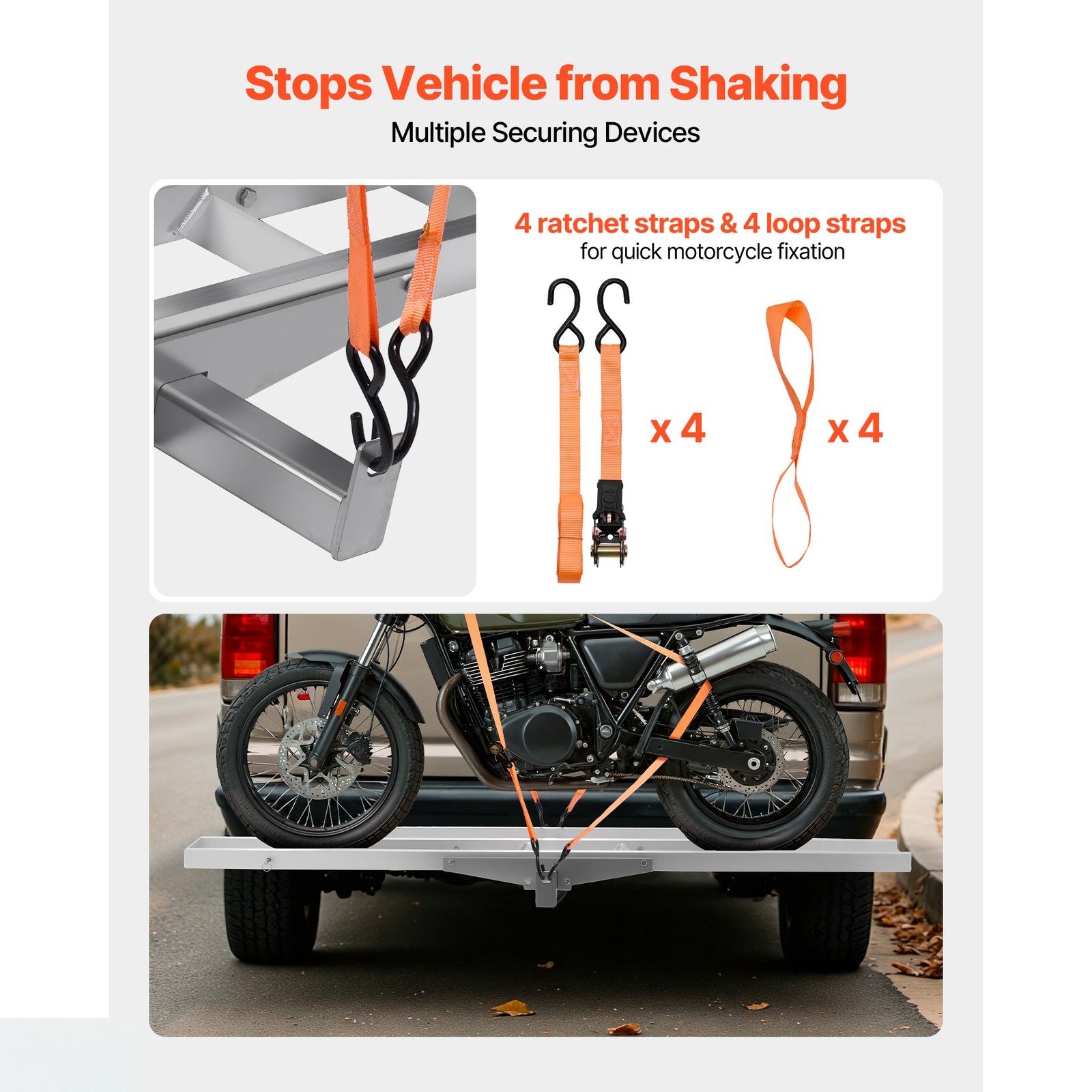 Uimoso Motorcycle Hitch Carrier with Ramp for Bikes and Scooters,400lbs Capacity