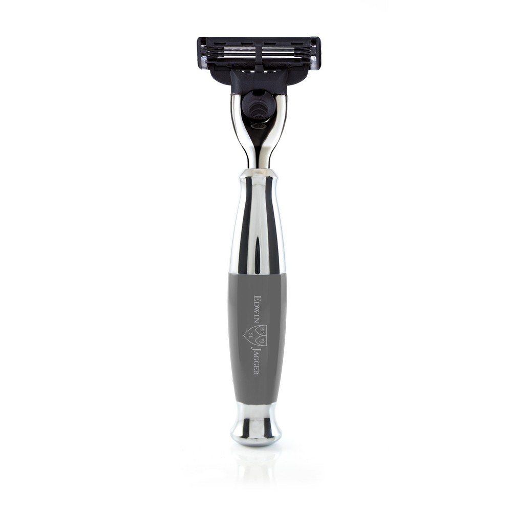EDWIN JAGGER Gray Handle Chrome Plated Gillette Mach3 Razor