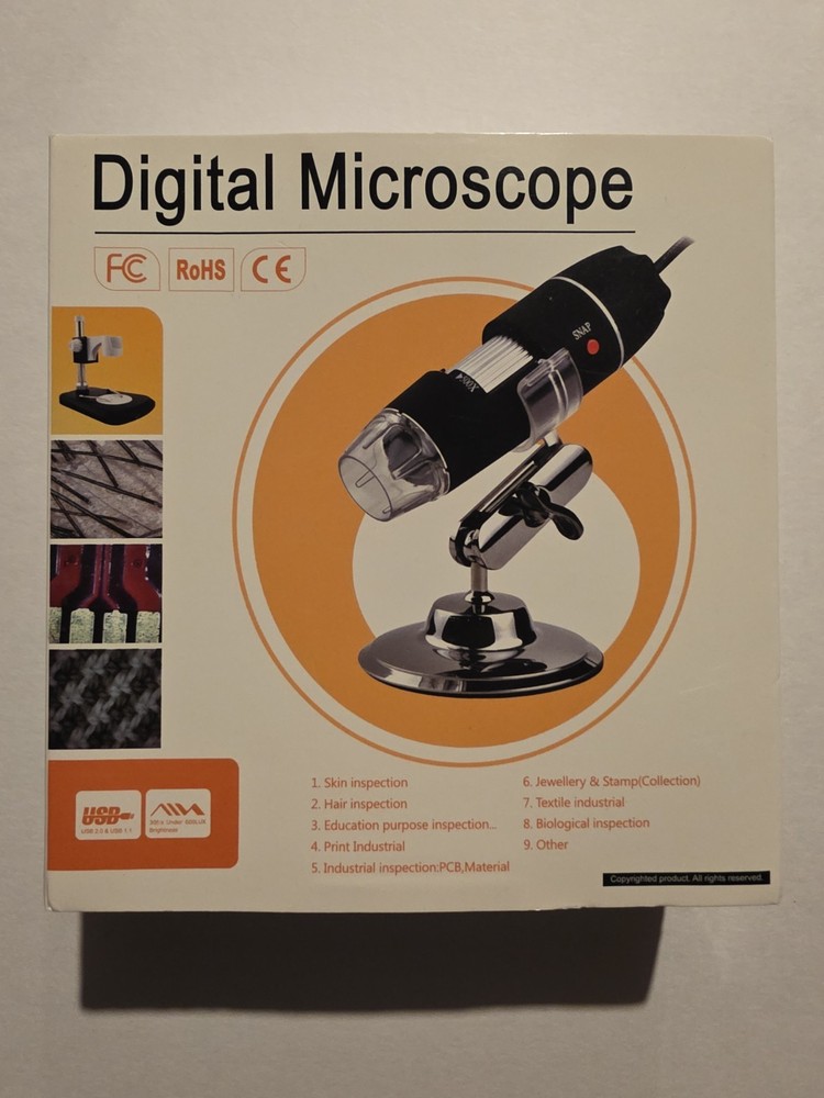 1000x USB Digital Microscope With Stand Black Educational Fun Scientific Tool