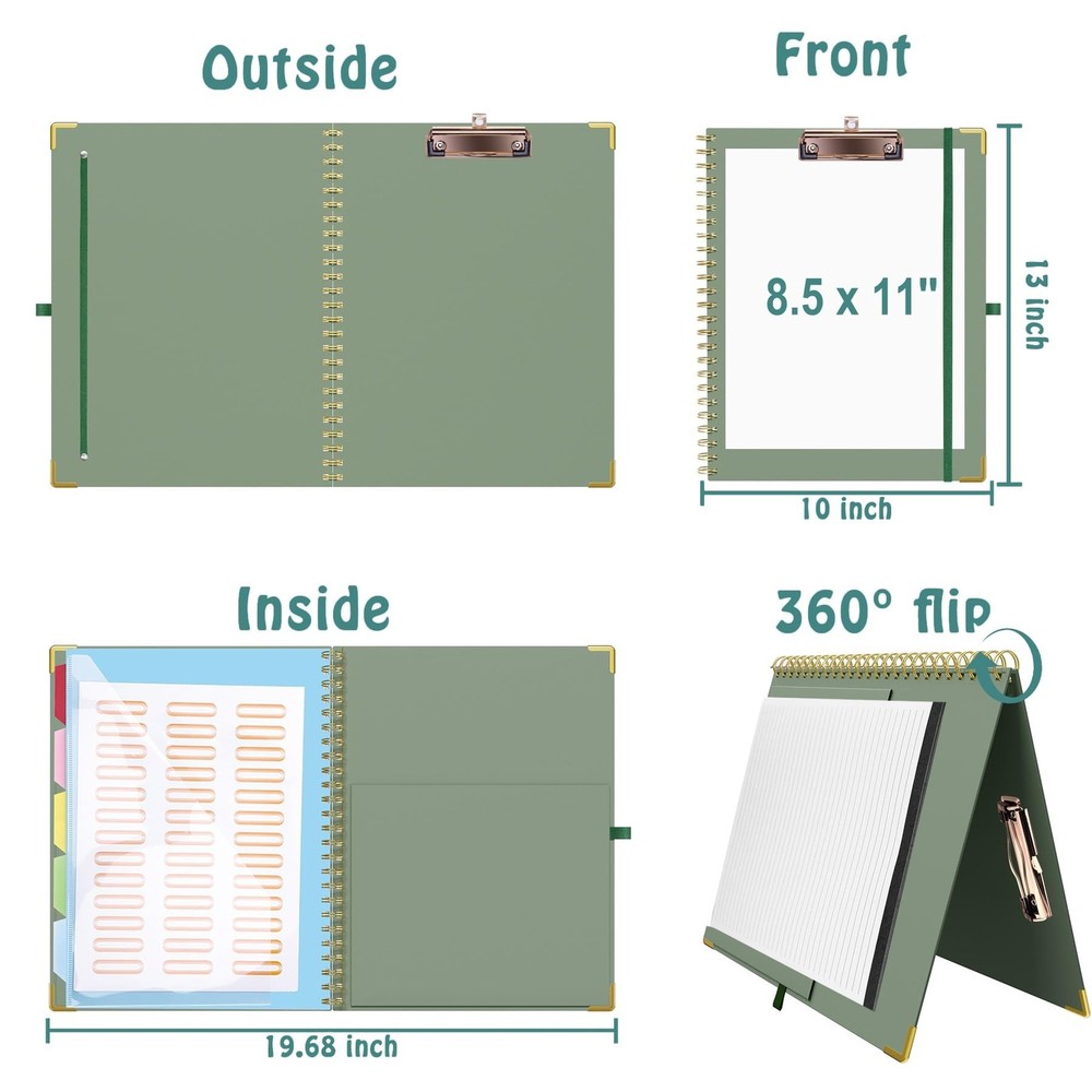 HAUTOCO Clipboard Folio with Refillable Notepad for Letter Size (11" x 8.5"),...