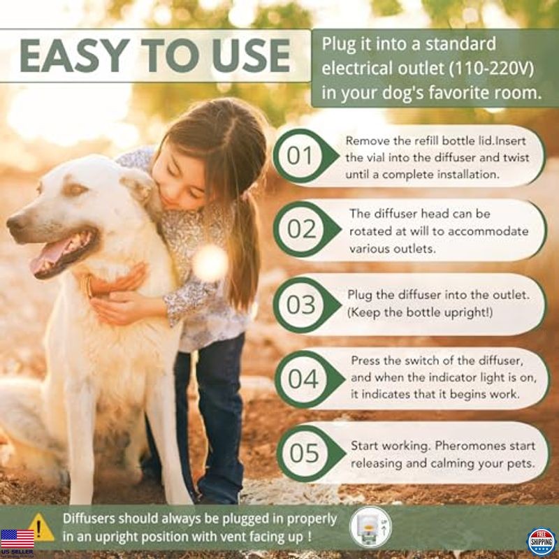 8-in-1 Dog Calming Diffuser Kit – 2 Plug-Ins & 6 Refills for Pheromone Relief