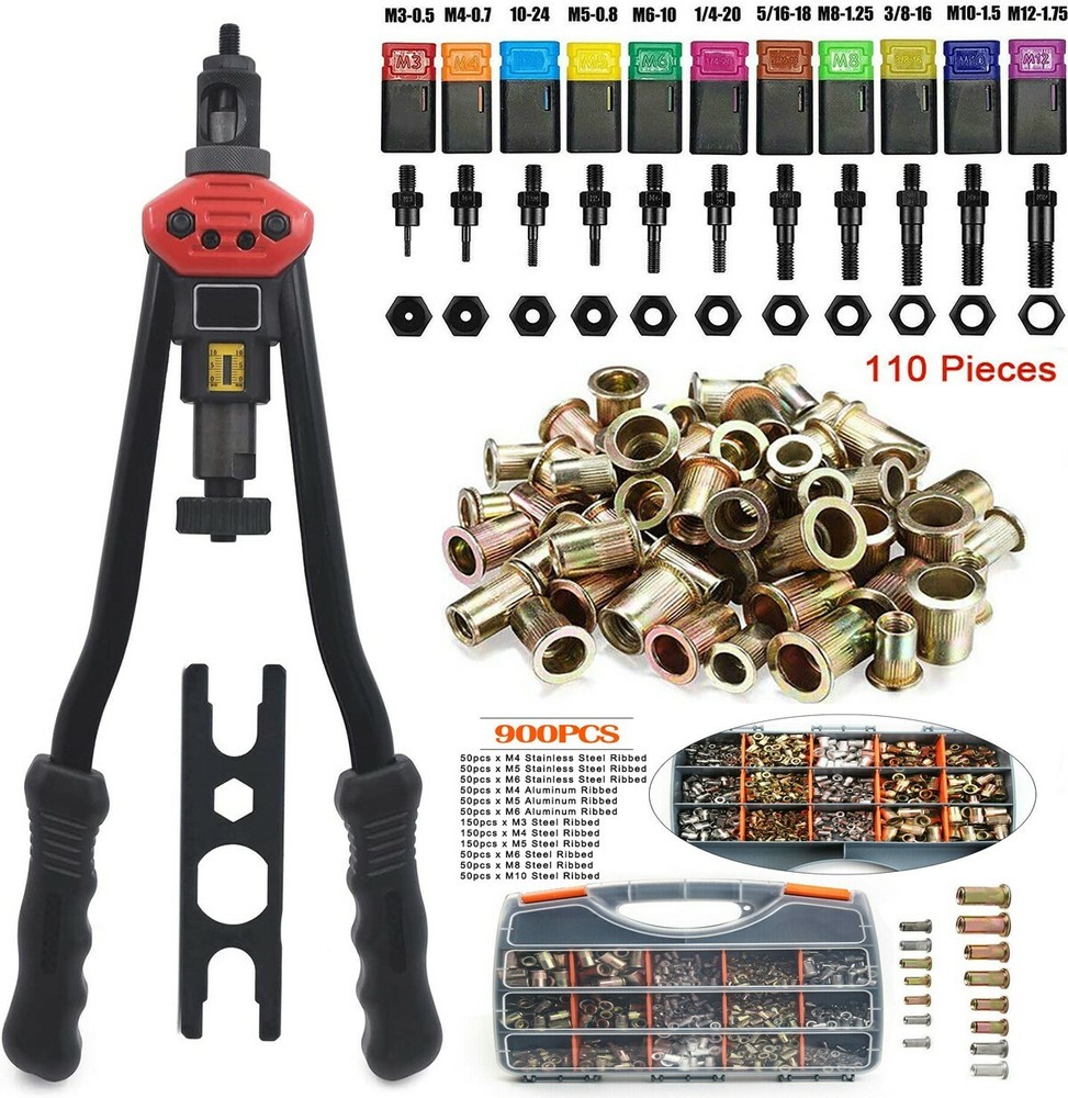 16"Rivet Nut Gun Kit Rivnut Tool Nut Setter Thread Setting Nutsert Tool 1010 Nut