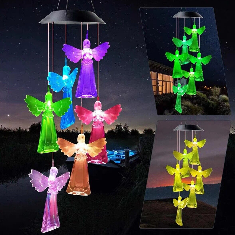 Solar Wind Chime Lights LED Color Changing Hanging Lamp Bird Ball Garden Decor