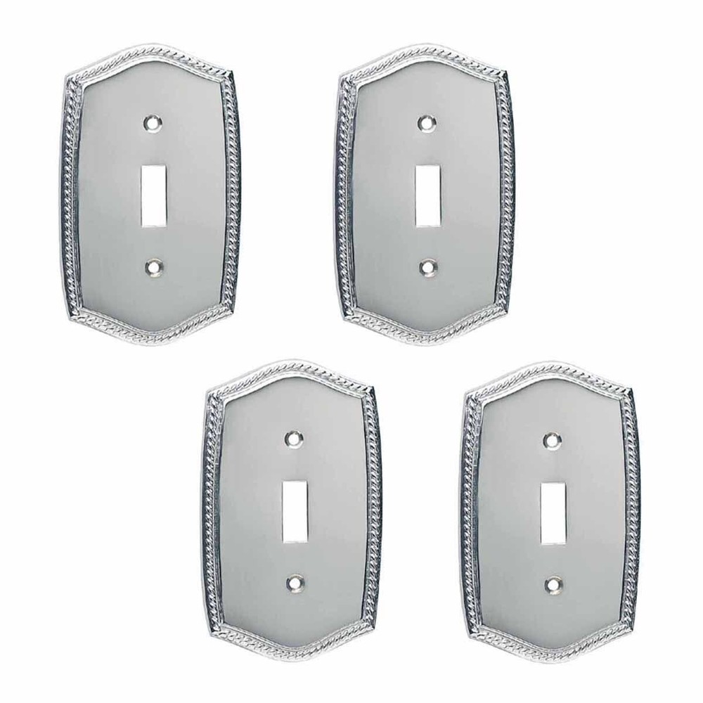4 Switchplate Roped Chrome Single Toggle/Dimmer | Renovator's Supply