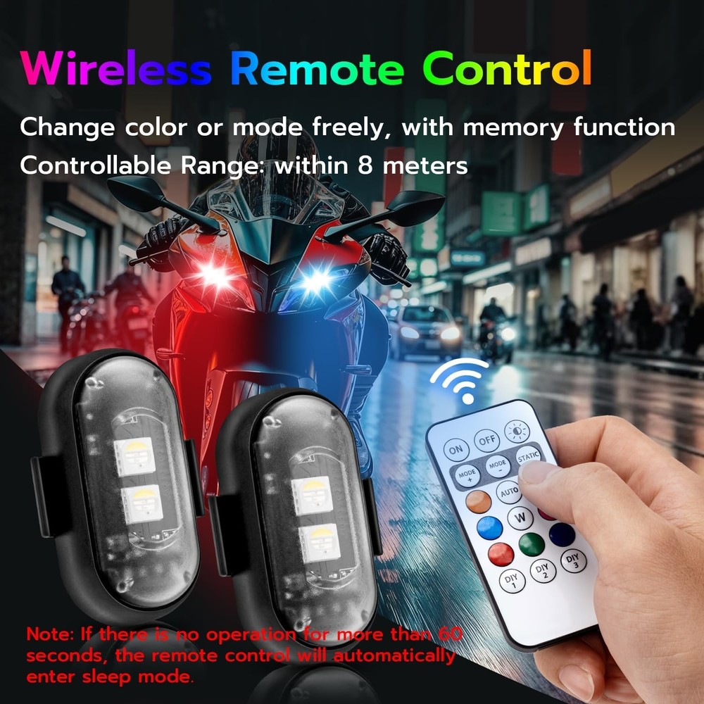 Mcbazel 4 Pcs Wireless Rechargeable Magnetic LED Strobe Lights, Multicolor
