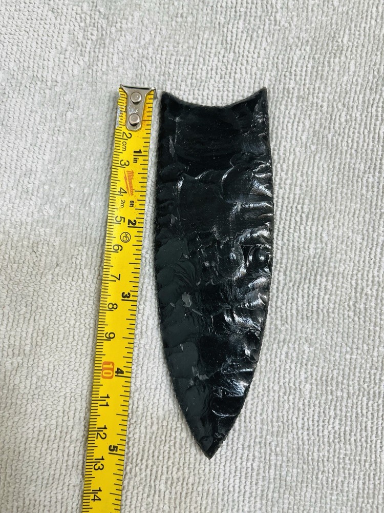 5” 1/8 Utah Black Obsidian Clovis Arrowhead.