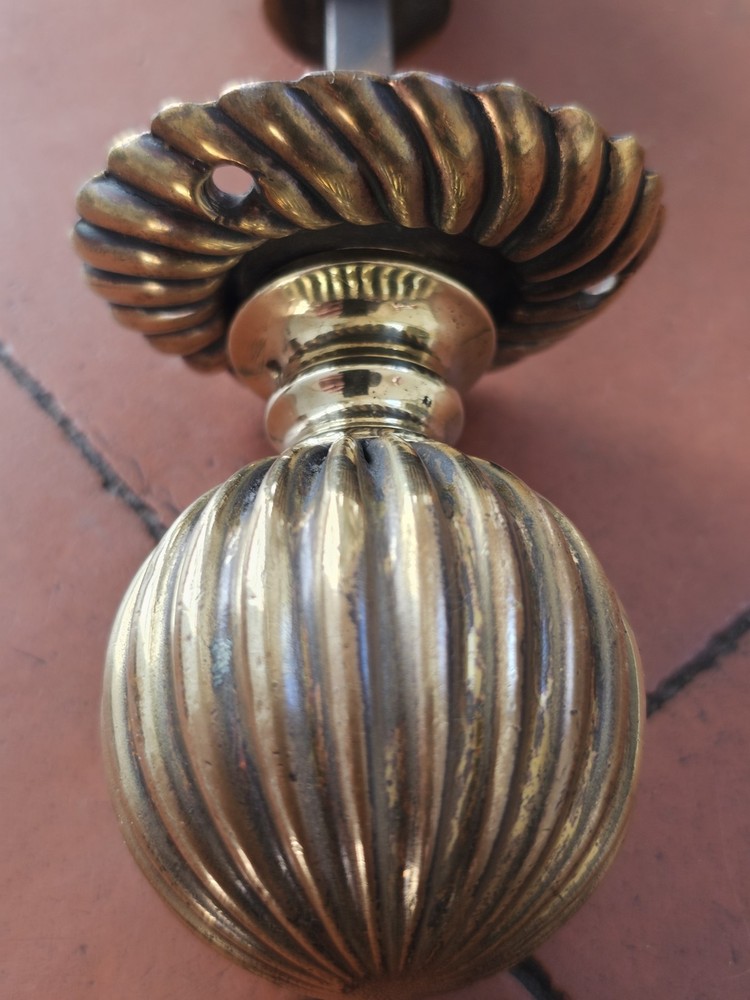 Antique original segment brass rim lock handles/ door knobs