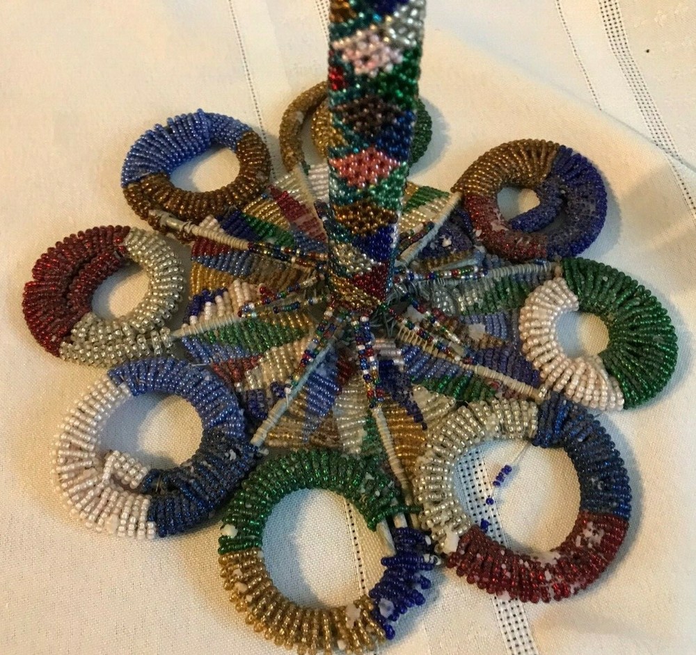 HANDCRAFTED BEADED CANDELABRA ~