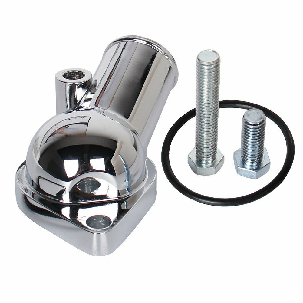 Chrome Water Neck Thermostat Housing For Chevy V8 5.7L 350 454 Small Big Block