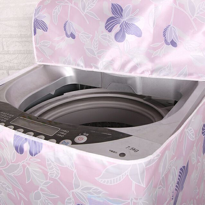 Sunscreen Washing Machine Dust Cover. Flower Printed Laundry Washer Protector
