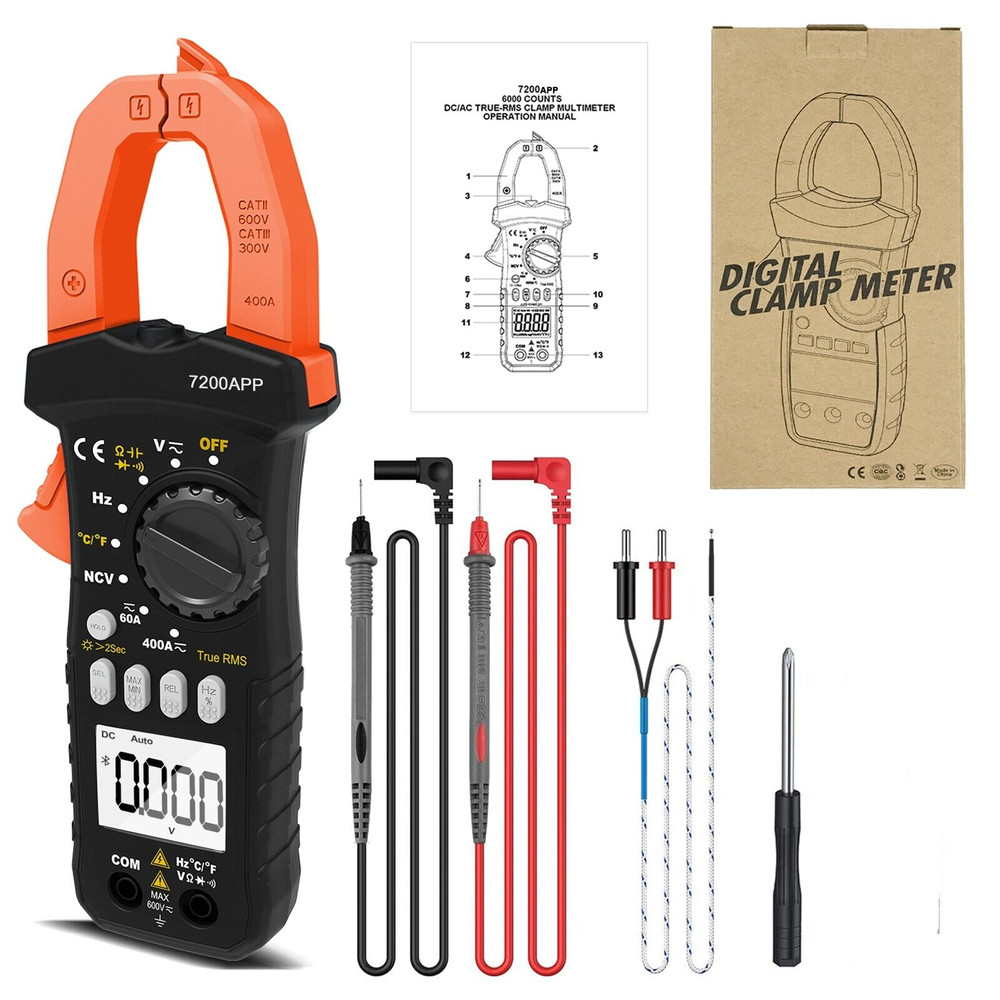 BTMETER Digital Clamp Meter TRMS Multimeter AC DC Volt Amp Ohm NCV Data Logging