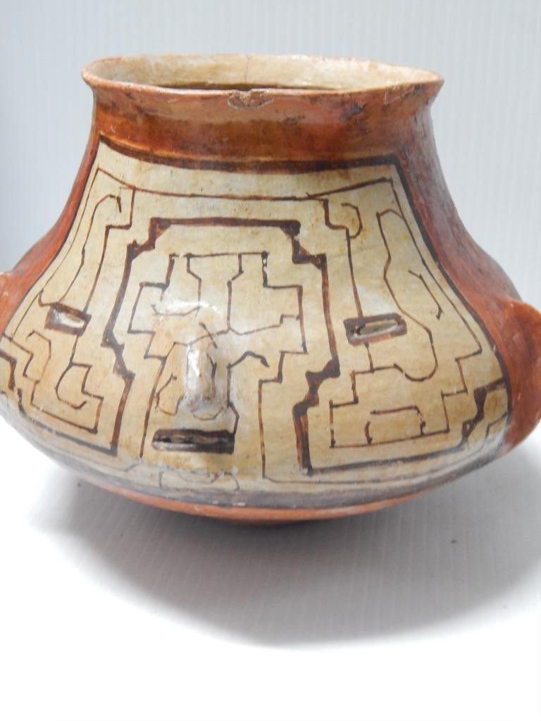 LARGE FIGURAL AMAZON SHIPIBO PERU POT POTTERY - EARLY EXAMPLE ANITIQUE VINTAGE