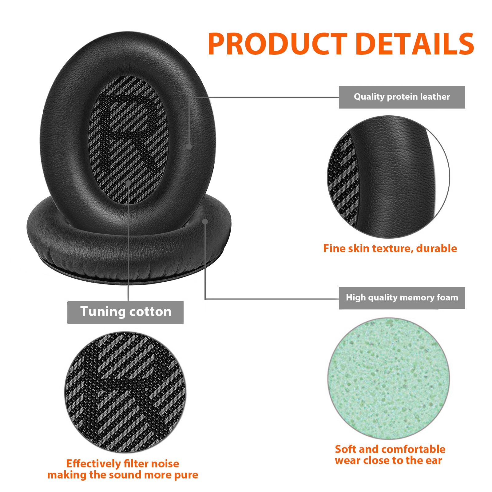 Replacement Ear Pads Cushion for Bose QuietComfort QC35/QC35 II Headphone Earpad