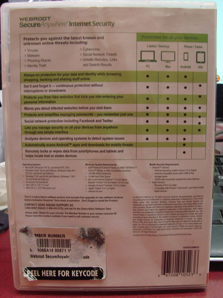 Webroot Secure Anywhere Internet Security Software