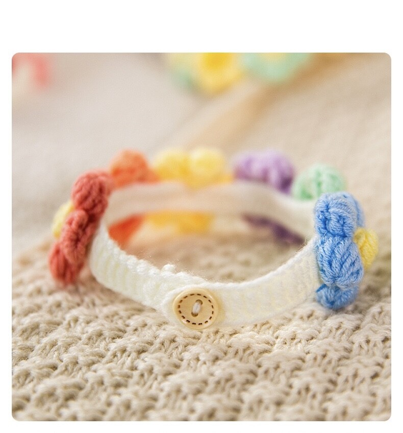 puff flower knitted collar
