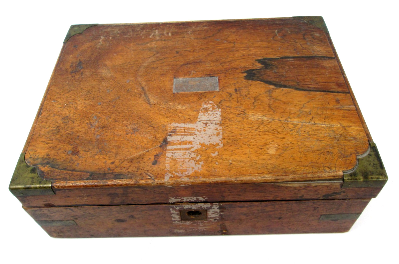 Vintage Wood Box Metal Corners Portable Writing Lap Desk Arts Crafts Wooden