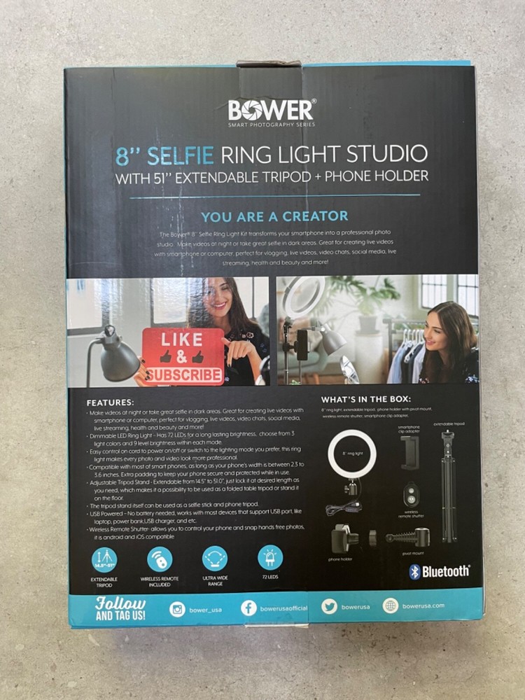 8‘’ Bower Selfie Ring Studio Light **Free Shipping