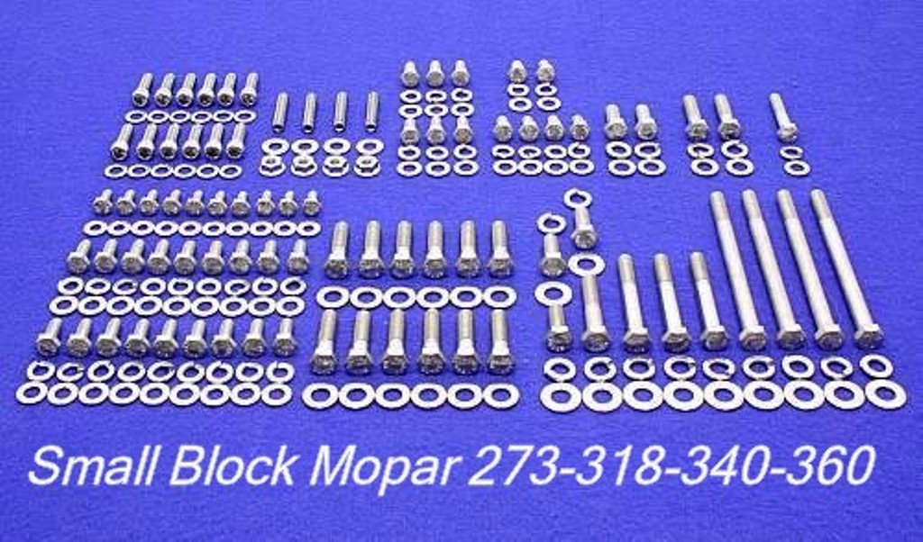 MOPAR ENGINE BOLTS KIT SMALL BLOCK 273 318 340 360 STAINLESS STEEL HEX SET