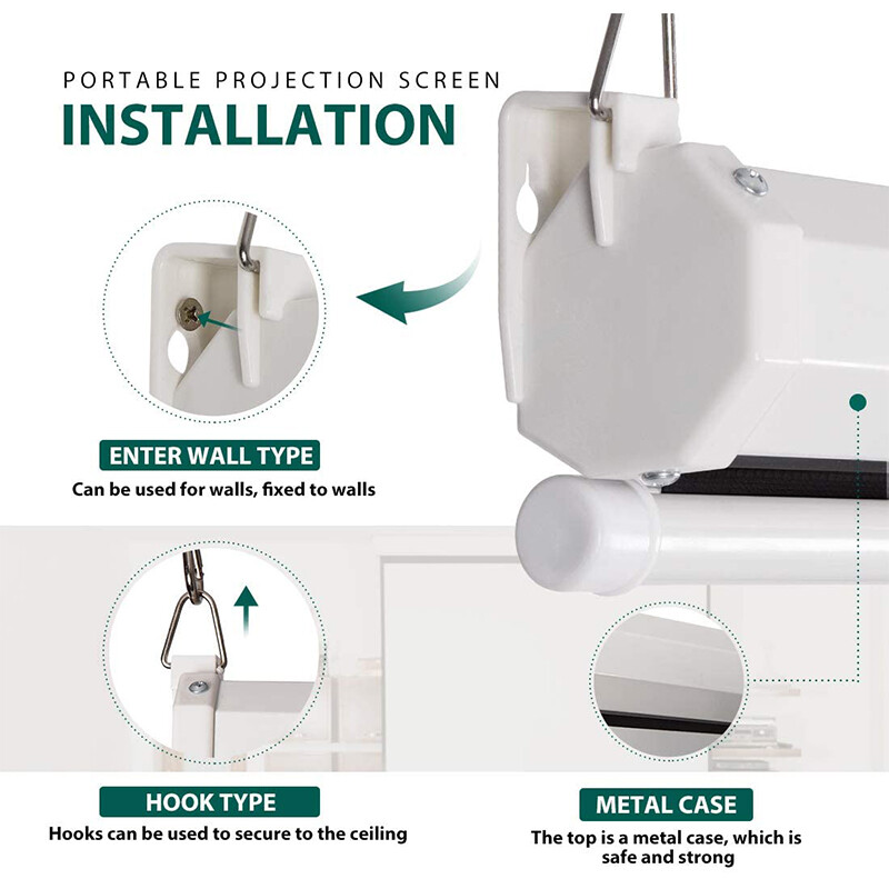 100" Diagonal 16:9 Projection Projector Screen HD Manual Pull Down Home Theater