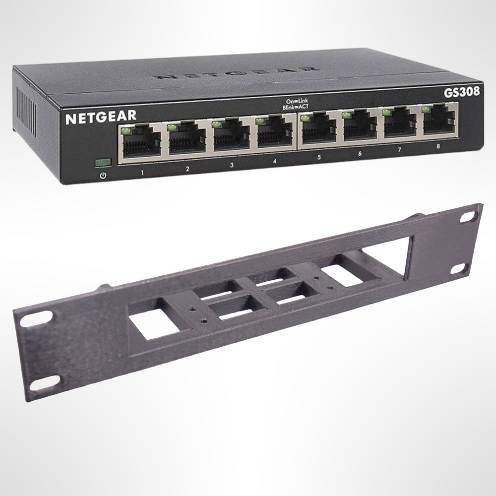 10" Rack Mount Bracket for Netgear GS308V3 Network Switch (GS308e, GS308EPP)