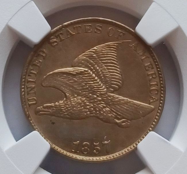 1857 Flying Eagle Cent 1C Penny - NGC UNC Details Cleaned