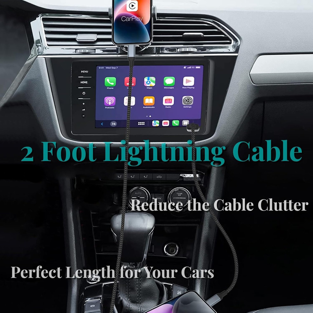 2 FT iPhone Charging Cable, 2 Pack [MFi Certified] USB to Lightning Cable 2ft fo