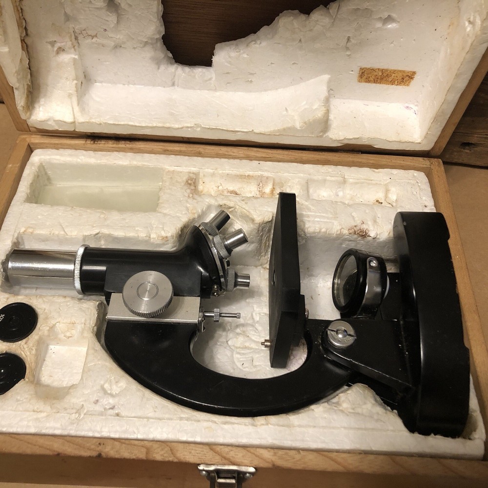 Vintage Microscope with Box Untested