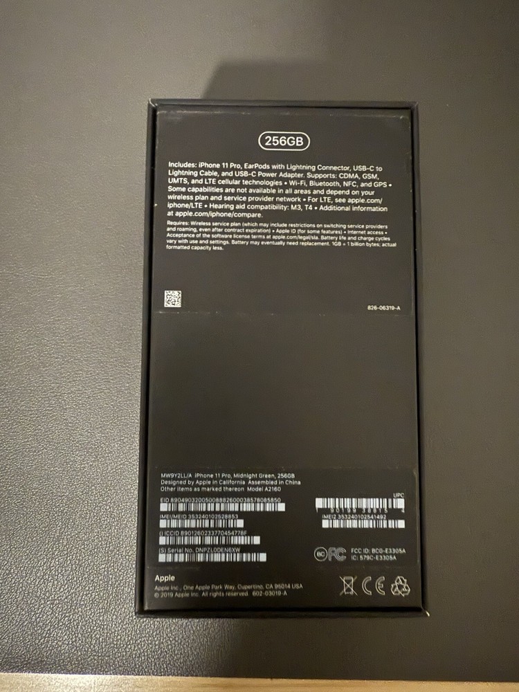 iPhone 11 Pro Midnight Green Empty Box (NO DEVICE)