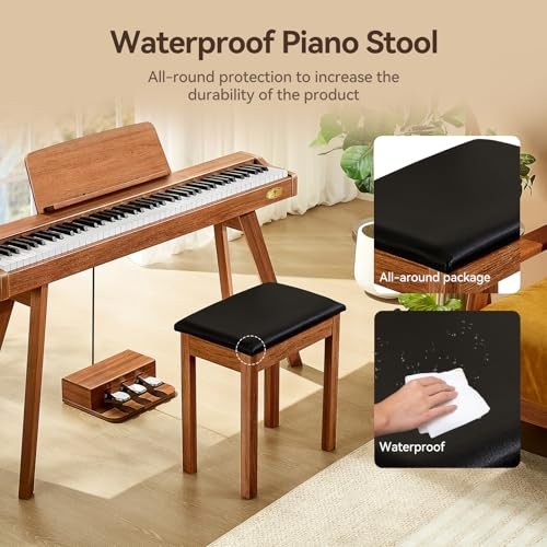 Piano Bench,Solid Keyboard Stool with Comfortable and Practical bench Wood