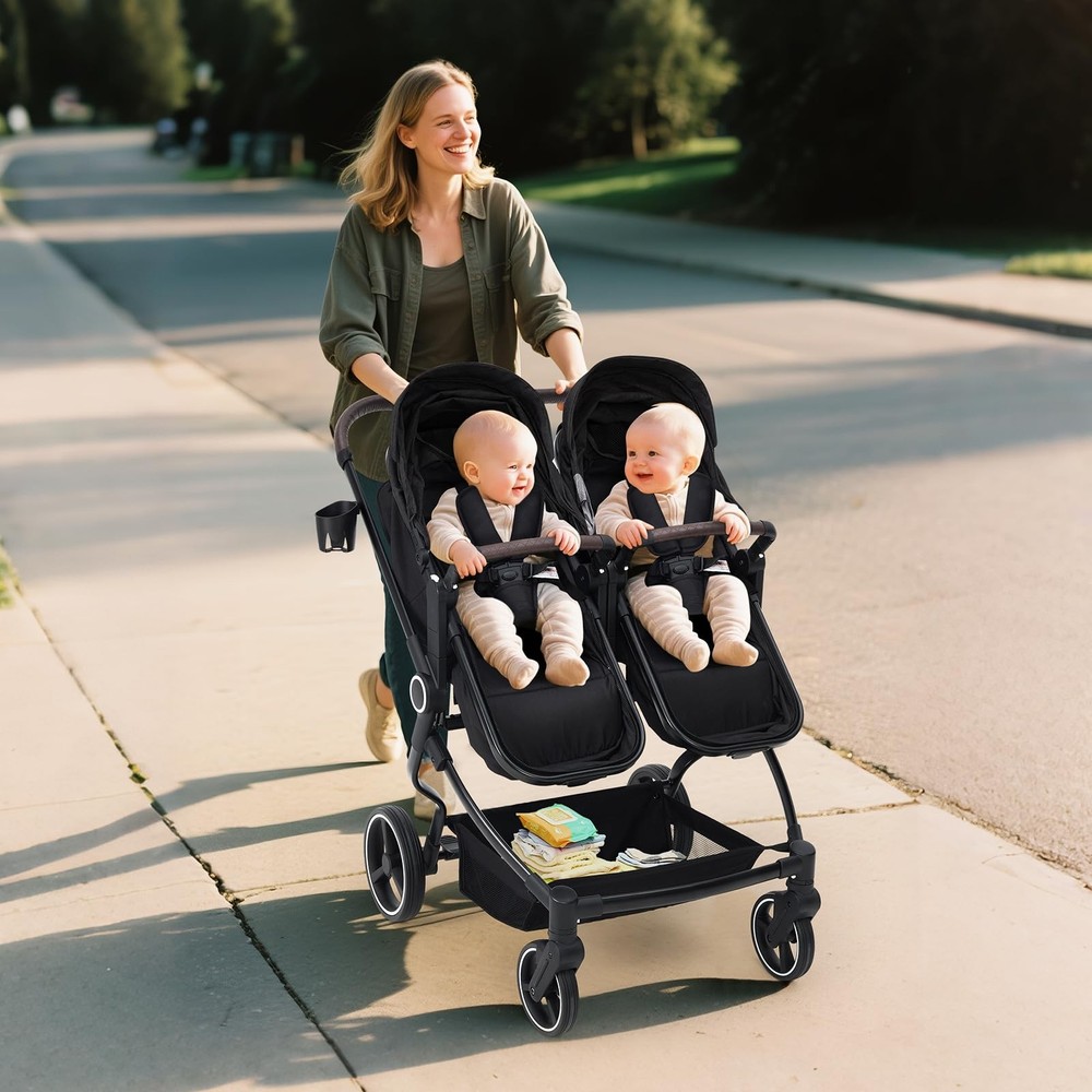 Double Stroller for Twins, Lightweight Side by Side Baby Stroller