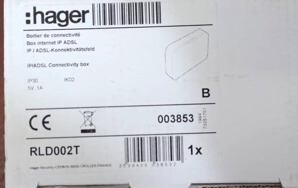 HAGER RLD002T BOX INTERNET