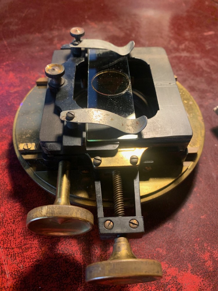 Antique Brass Rotating Mechanical Stage for Watson Van Heurck Microscope c1910