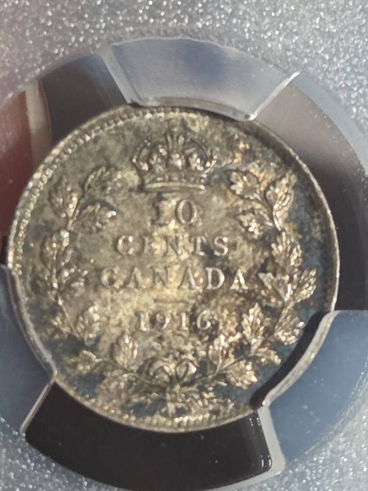 1916 Canada Dime 10c PCGS MS63 Toned