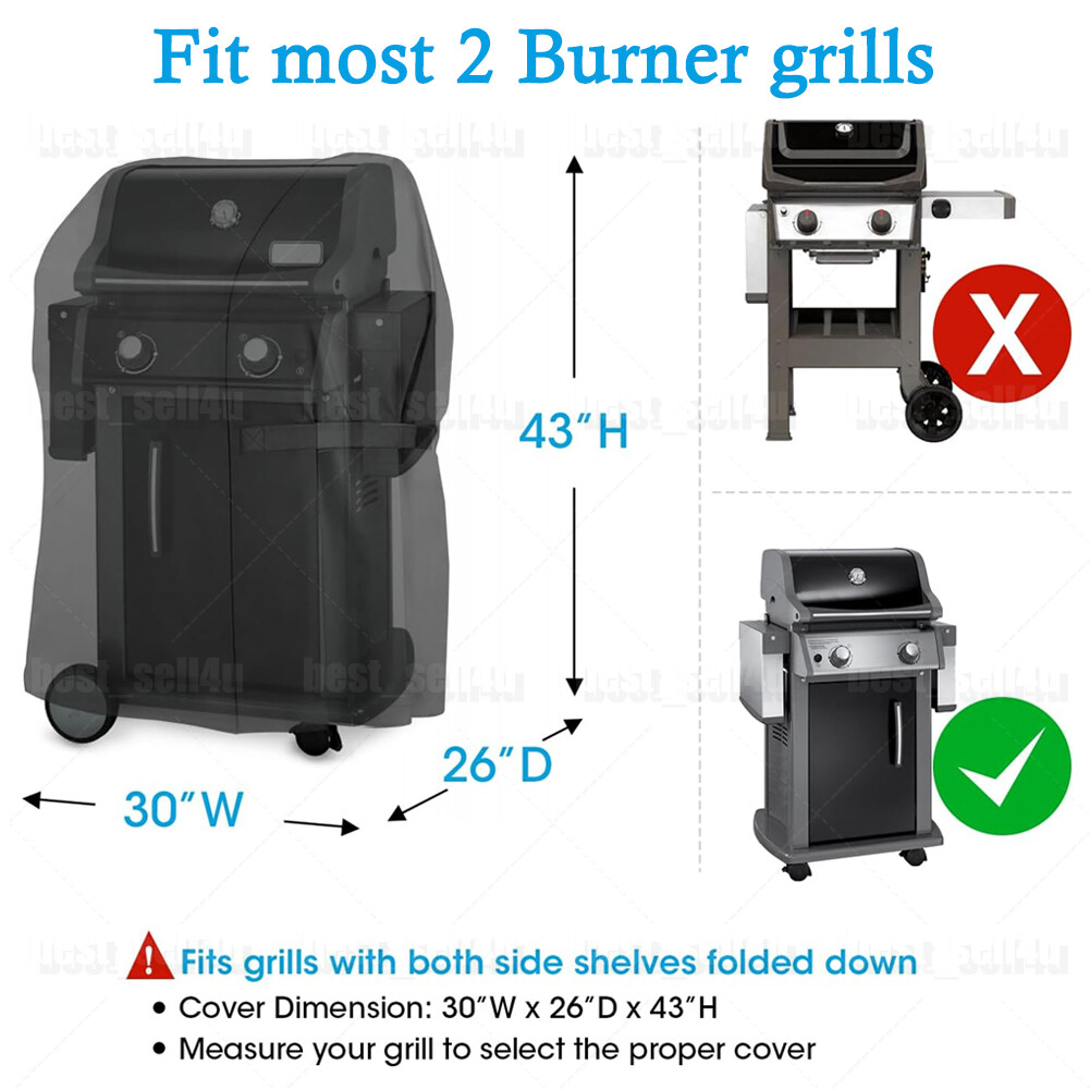 Heavy Duty Waterproof Gas 2 Burner Grill Cover UV Resistant Barbecue Cover 30''