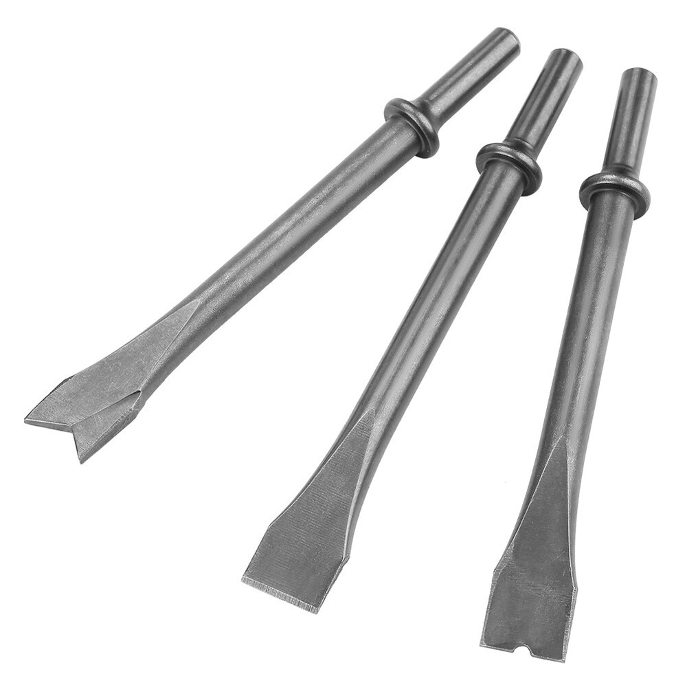 3pcs Air Hammer Chisel Set Extra Long Round Shank Pneumatic Hammer Bit Set