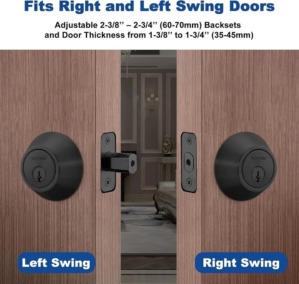 3 Pack Keyed Alike Deadbolt, Single Cylinder Entry Door Lock with Same Key, 9