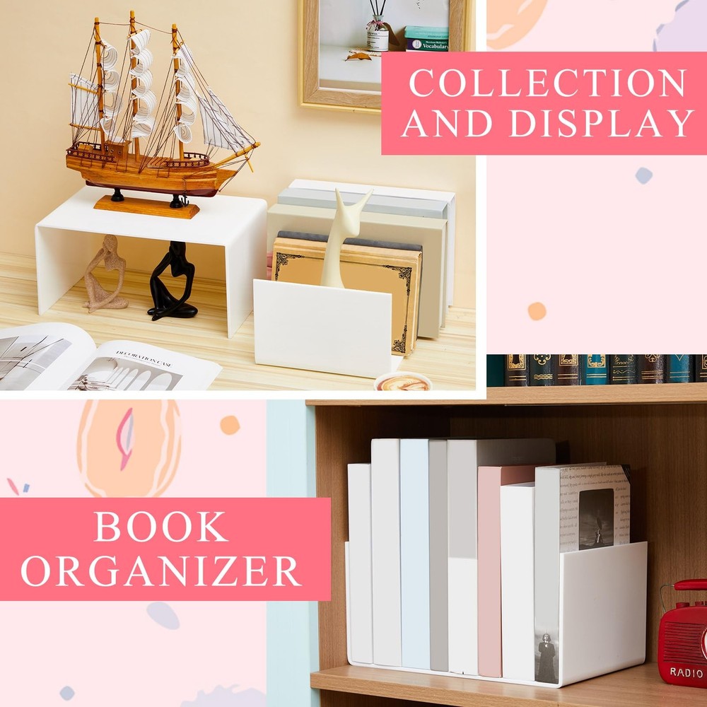 3 Pcs Extra Large 12, 11, 10.25 Inch White Acrylic Display Risers Rectangular...