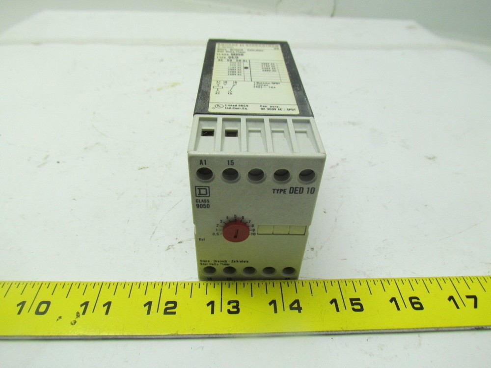Square D Class 9050 type DED Star delta timer 110VAC 0.5-10 Sec. Adjustable