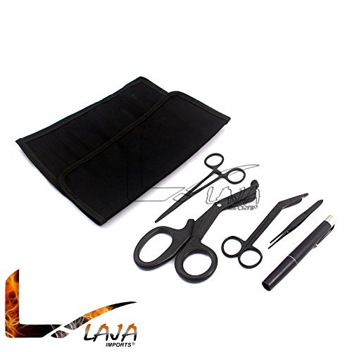 Shears EMT/Scissors Combo Pack w/Forceps Light,Holster Tactical Black Scissors