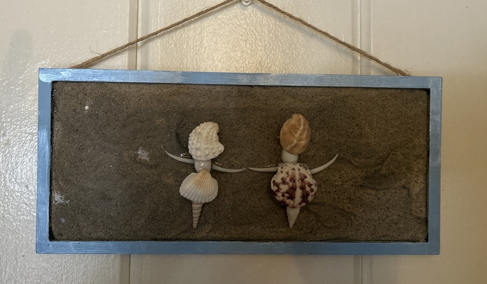 Seashell People Holding Hands In The Sand, Handmade