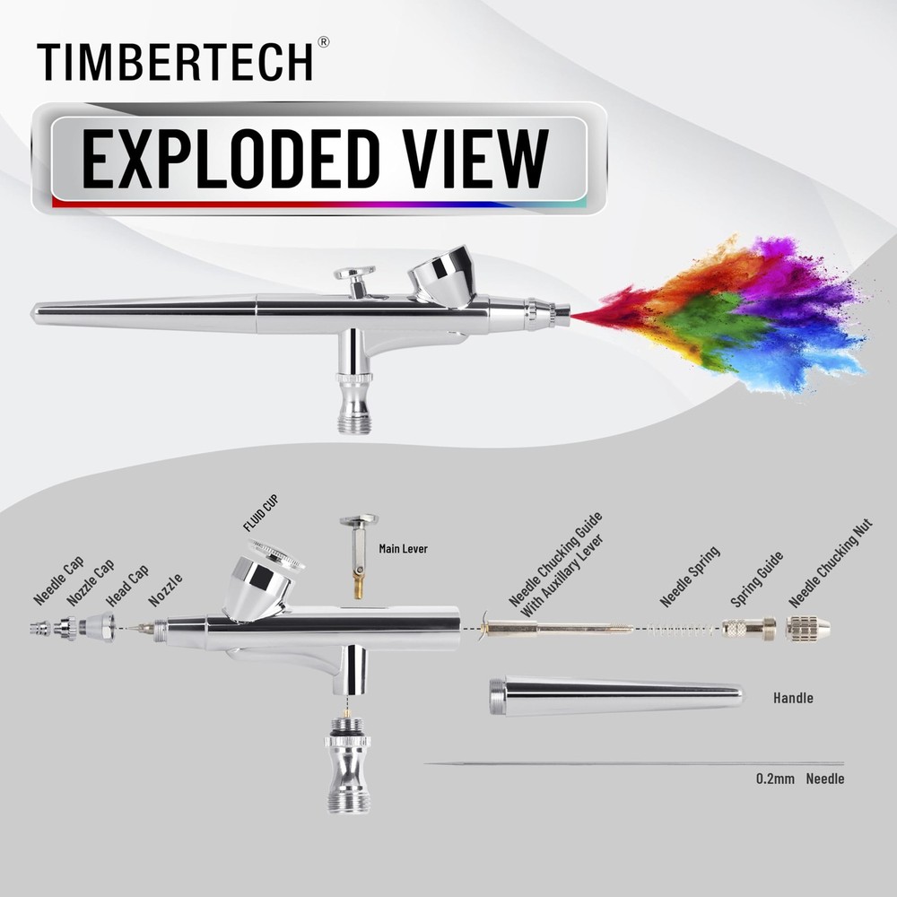 Timbertech Professional Airbrush Kit with Multi-Functional Compressor AS-207K,