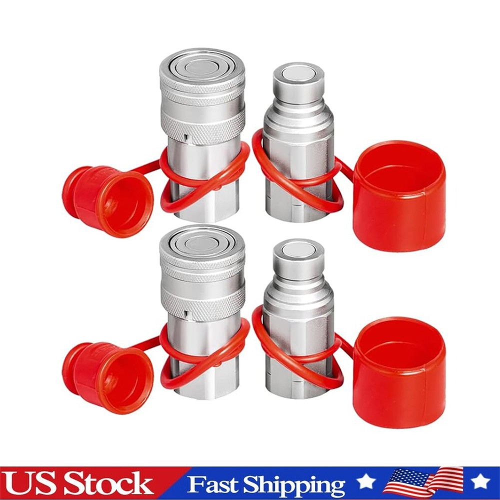 2Set 1/2" Skid Steer Bobcat Flat Face Hydraulic Quick Connect Coupler / Coupling