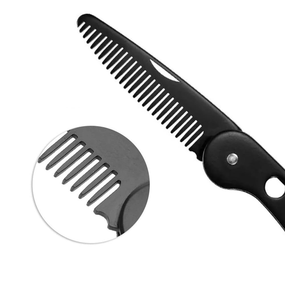 Stainless Steel Folding Beard Comb, Portable Multifunction anti Static Comb for
