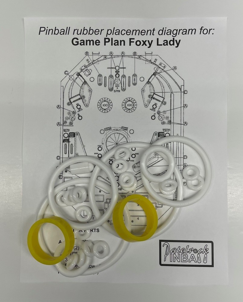 1978 Game Plan Foxy Lady Pinball Machine Rubber Ring Kit