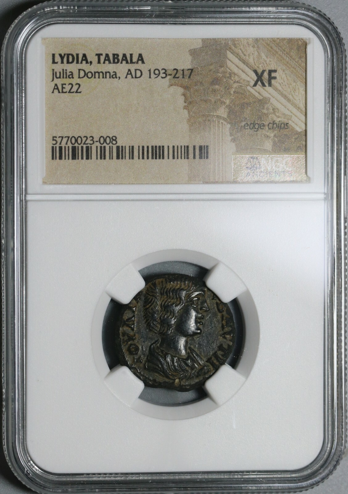 193 Lydia Tabala NGC XF Julia Domna Roman Provincial AE22 Cybele (20112102C)